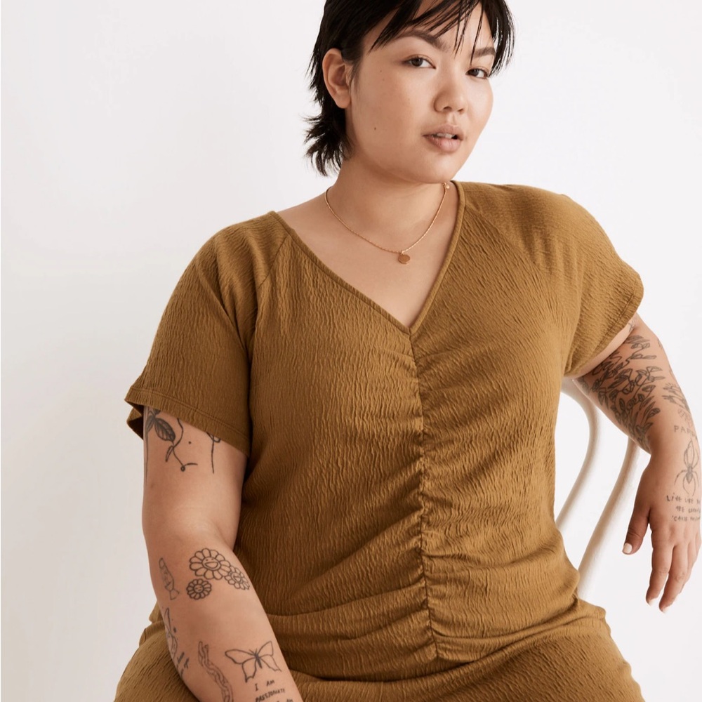 Madewell Knit Lightspun Ruched-Front Crop Top Size Large
